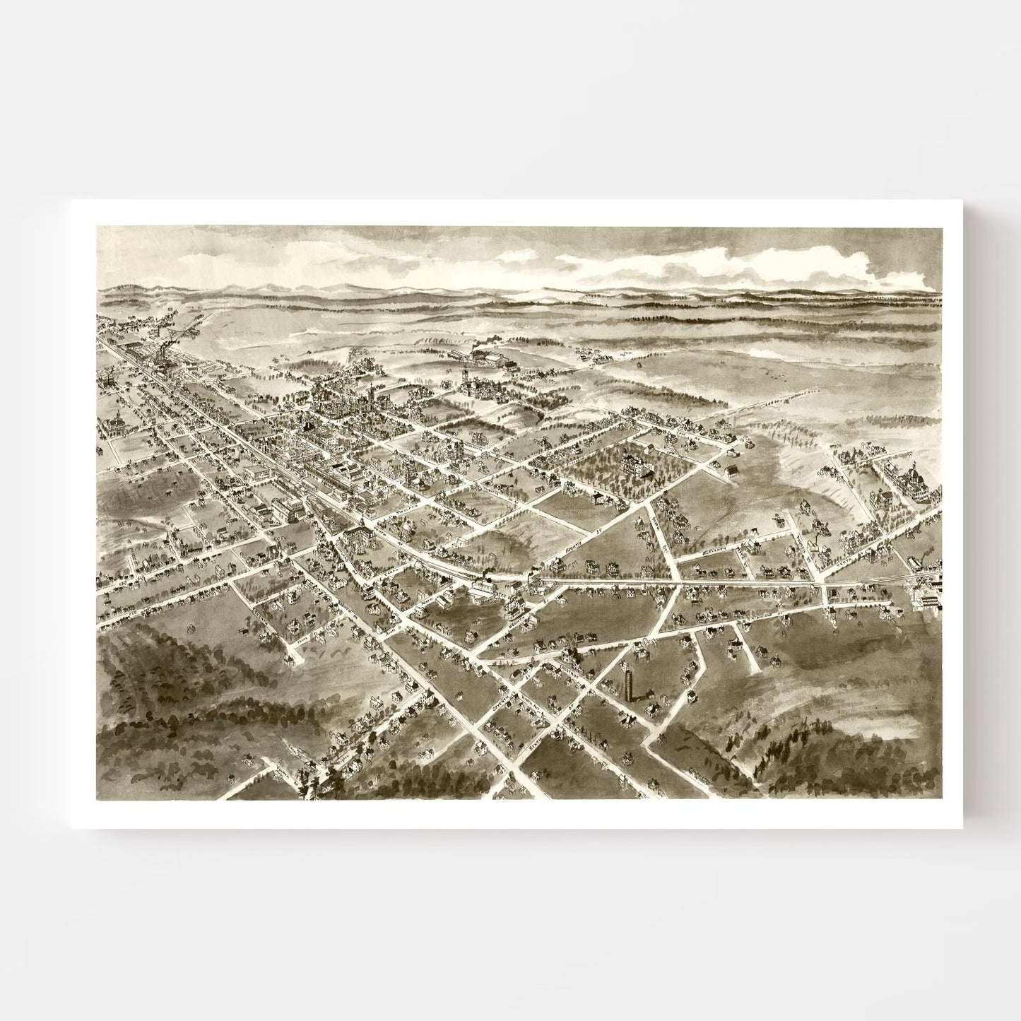 Vintage Map of Hickory, Catawba County, North Carolina, 1907