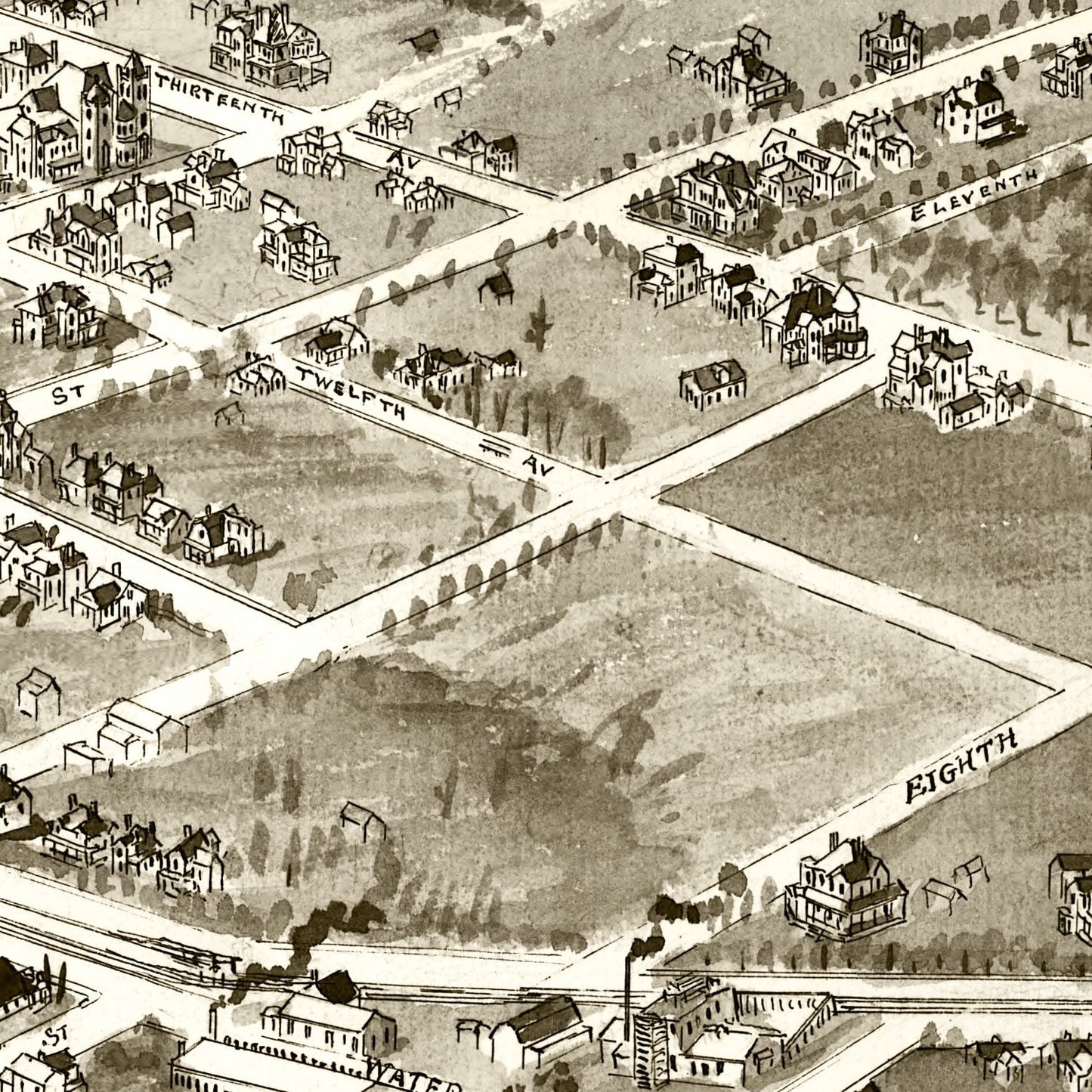 Vintage Map of Hickory, Catawba County, North Carolina, 1907