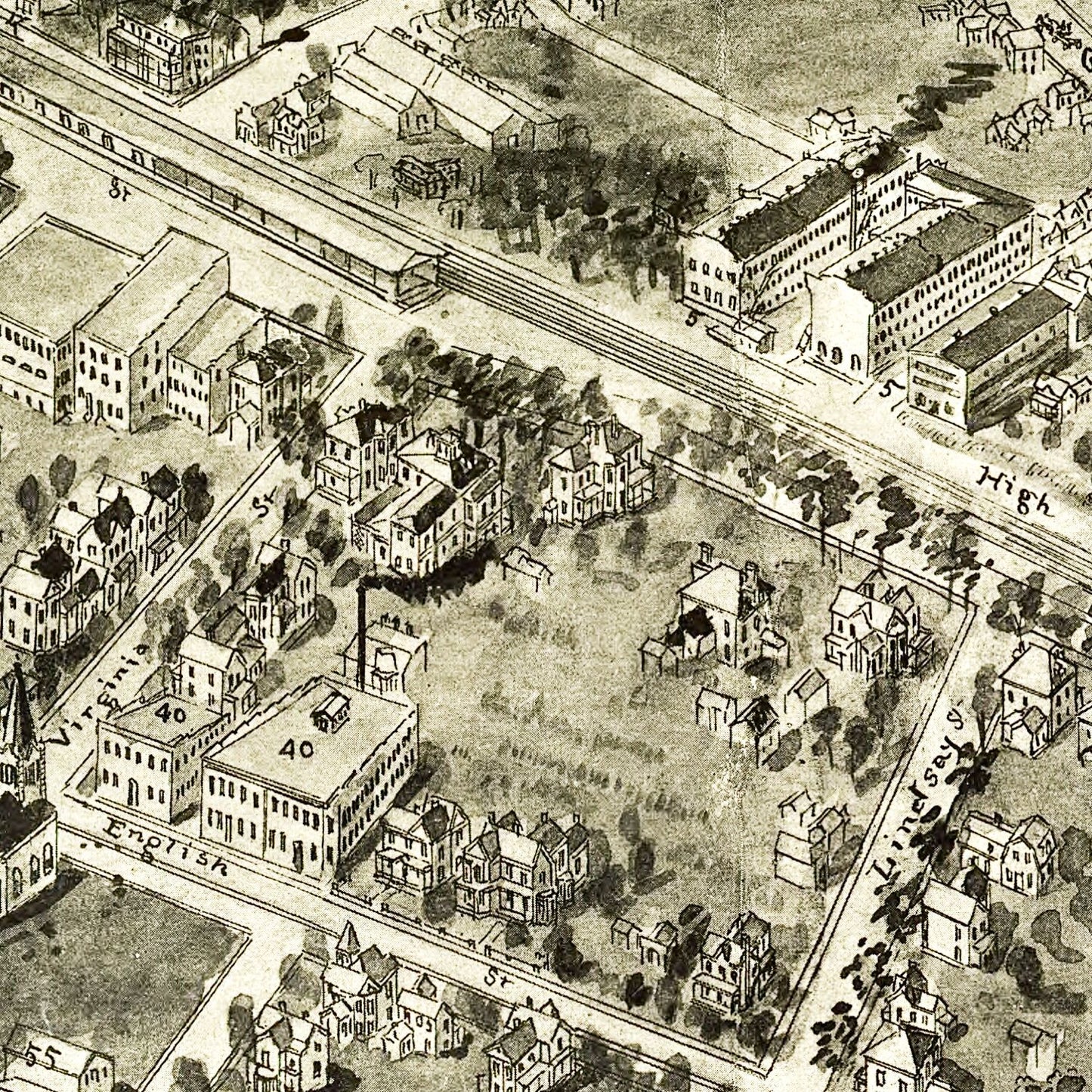 Vintage Map of High Point, Guilford County, North Carolina, 1913