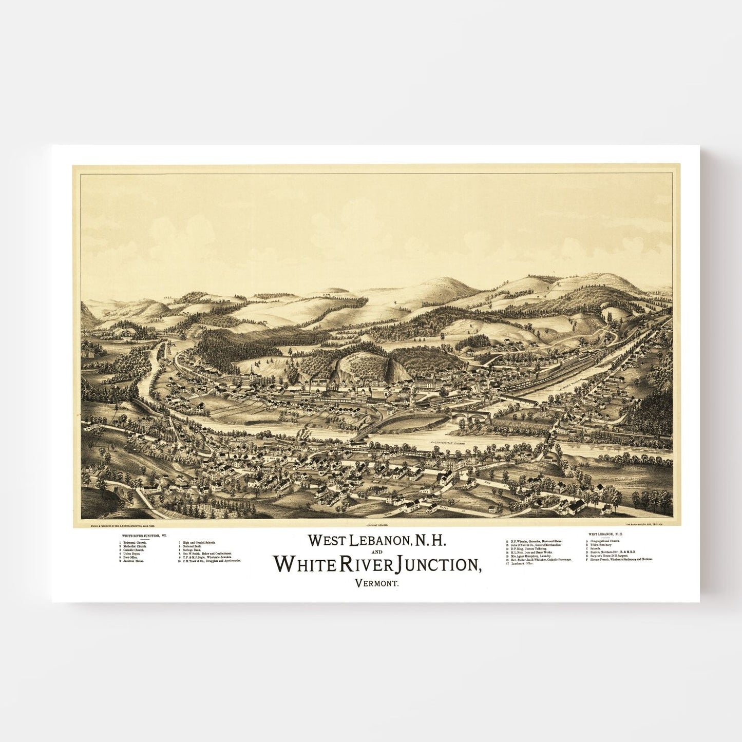 Vintage Map of West Lebanon, New Hampshire, 1889