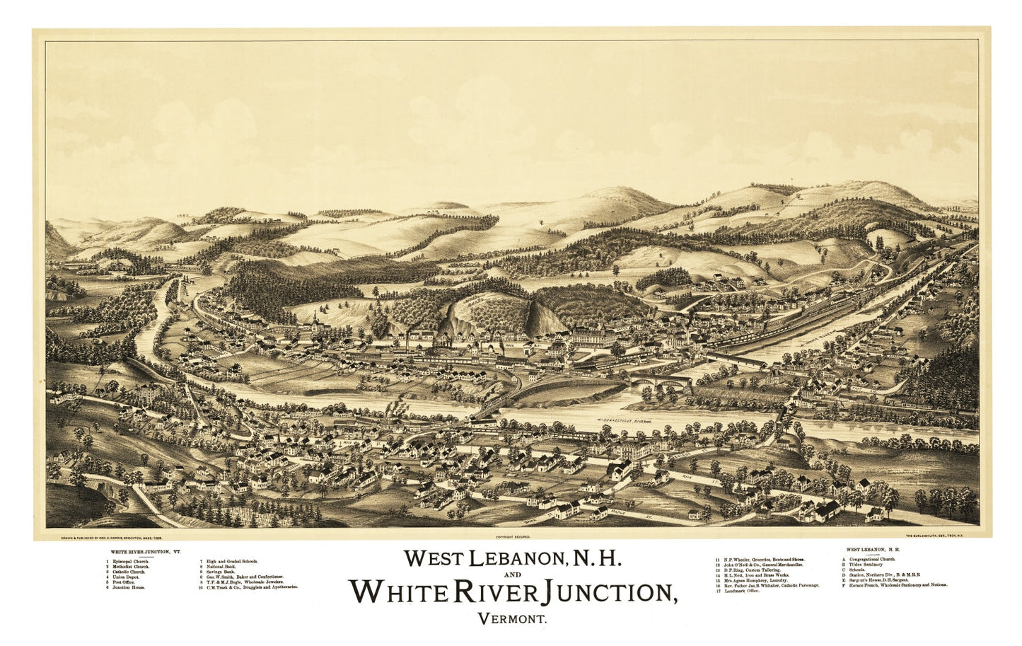 Vintage Map of West Lebanon, New Hampshire, 1889