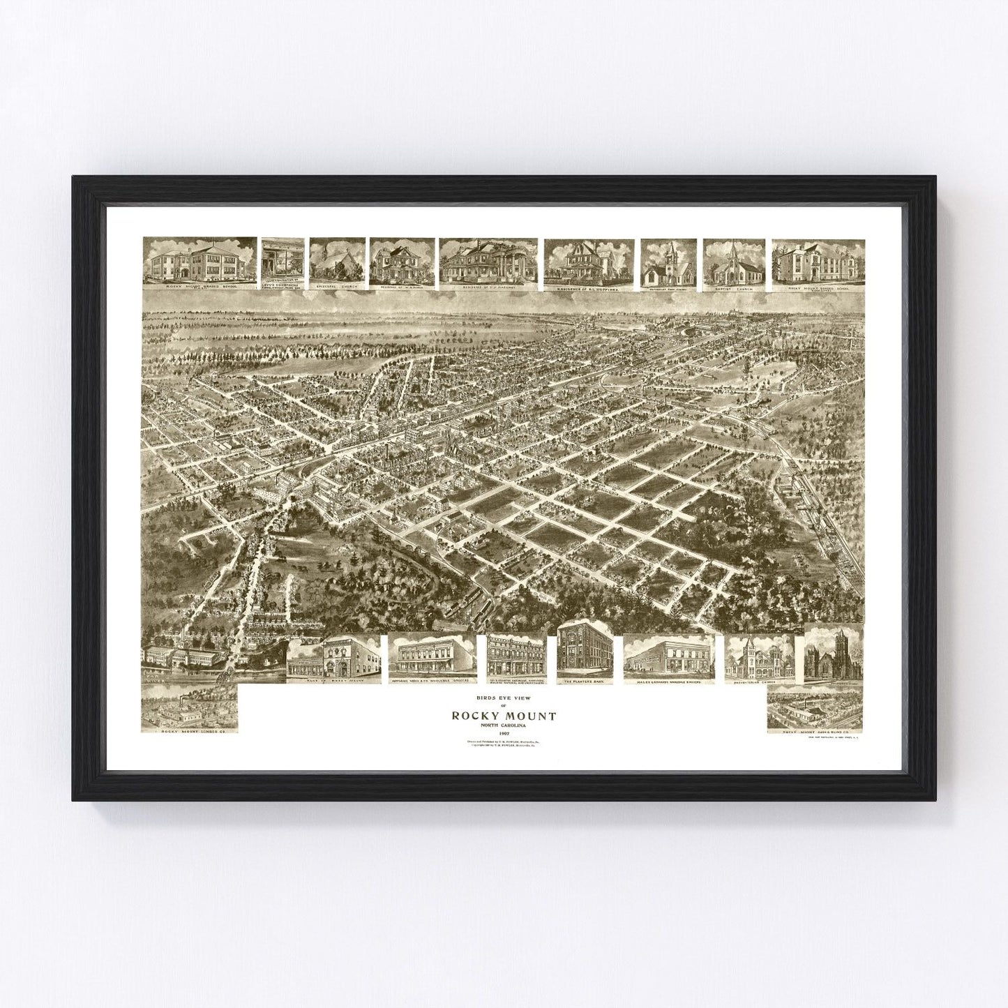 vintage map of Rocky Mount, North Carolina, 1907
