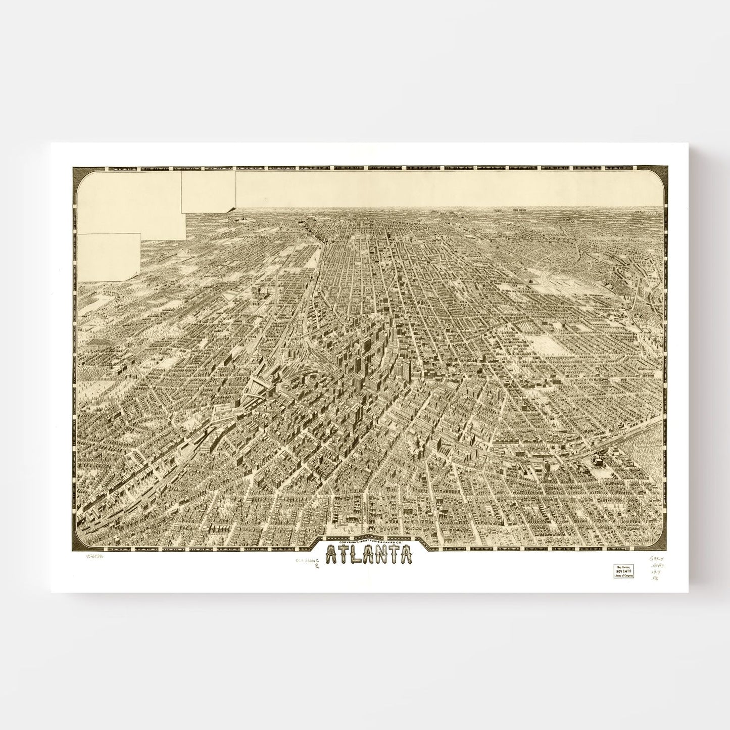 Vintage Map of Atlanta, Georgia, 1919