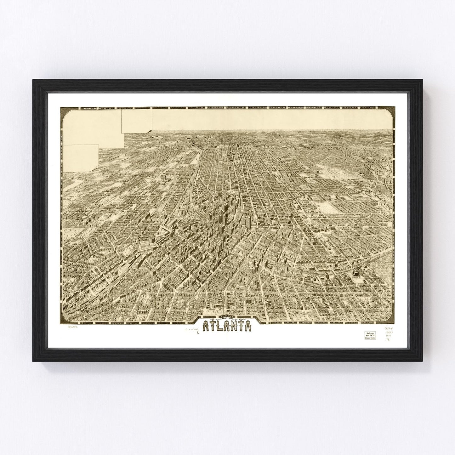 vintage map of Atlanta, Georgia, 1919, Great Migration era