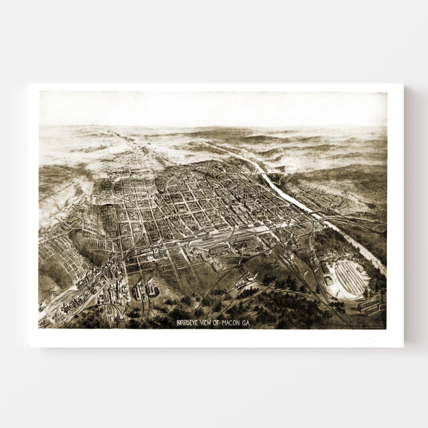 Vintage Map of Macon, Georgia, 1912