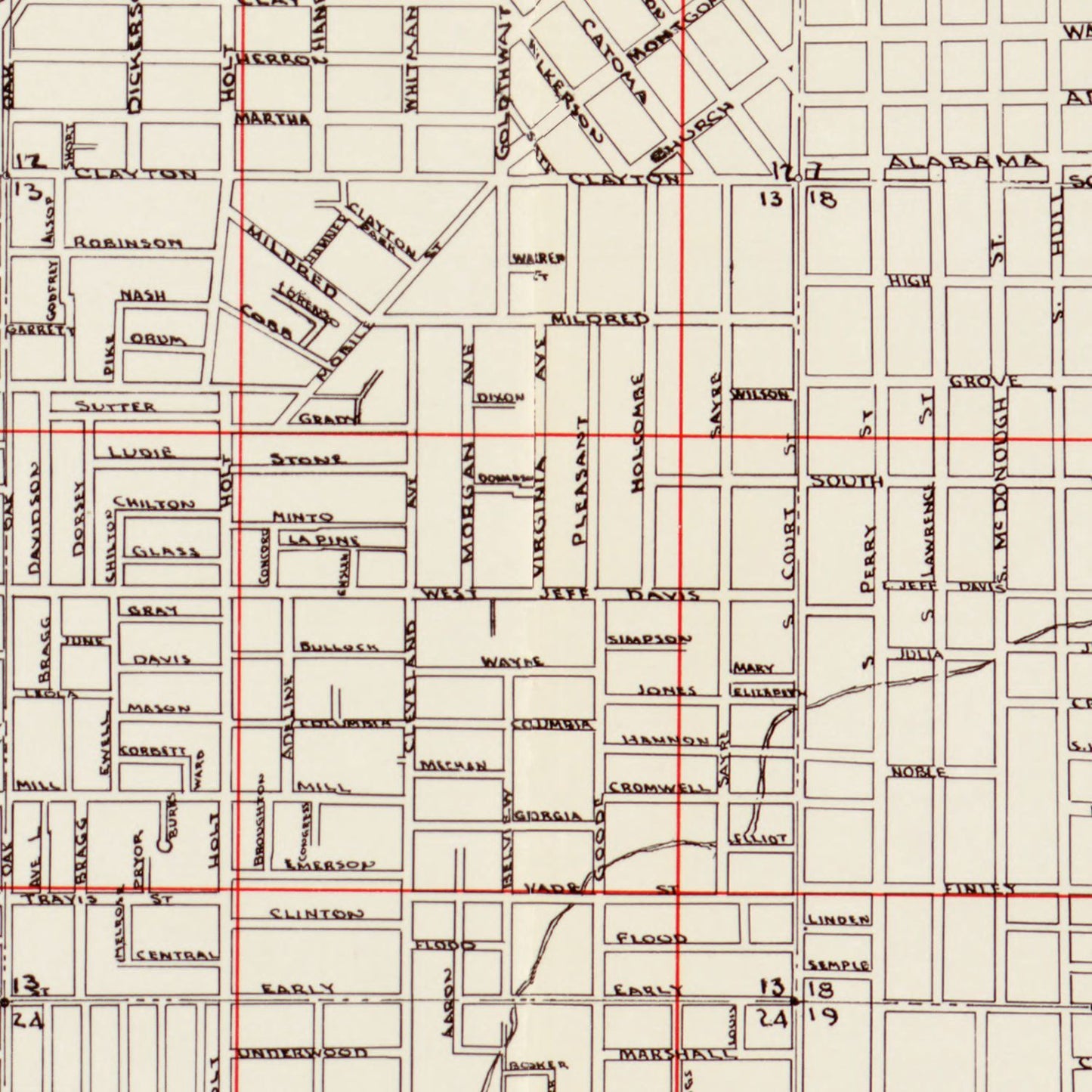 Vintage Map of Montgomery, Alabama, 1956
