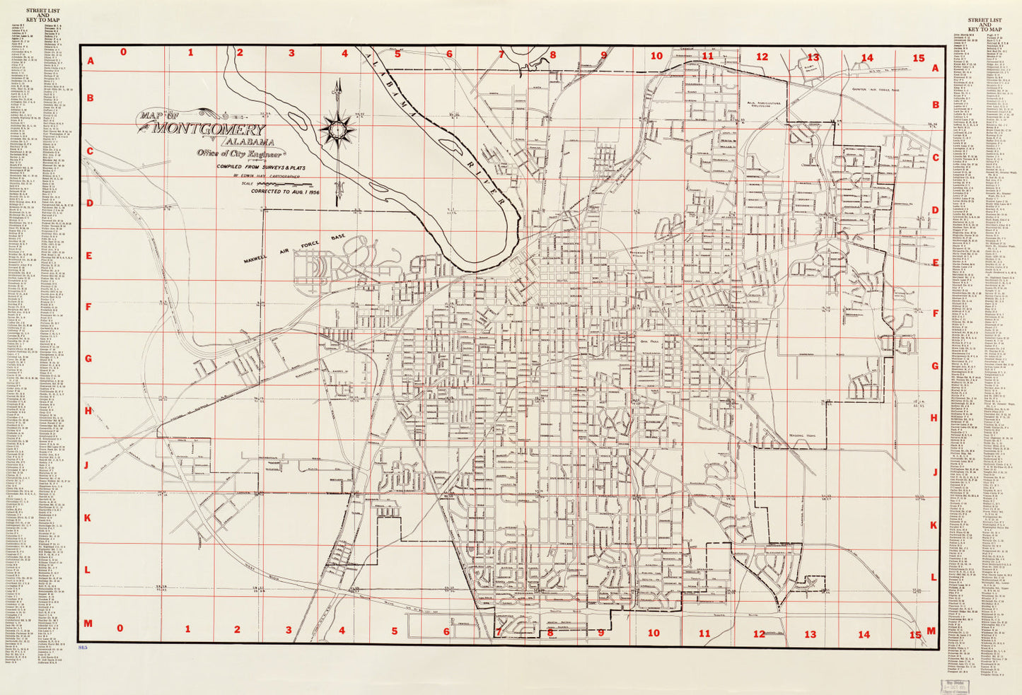 Vintage Map of Montgomery, Alabama, 1956