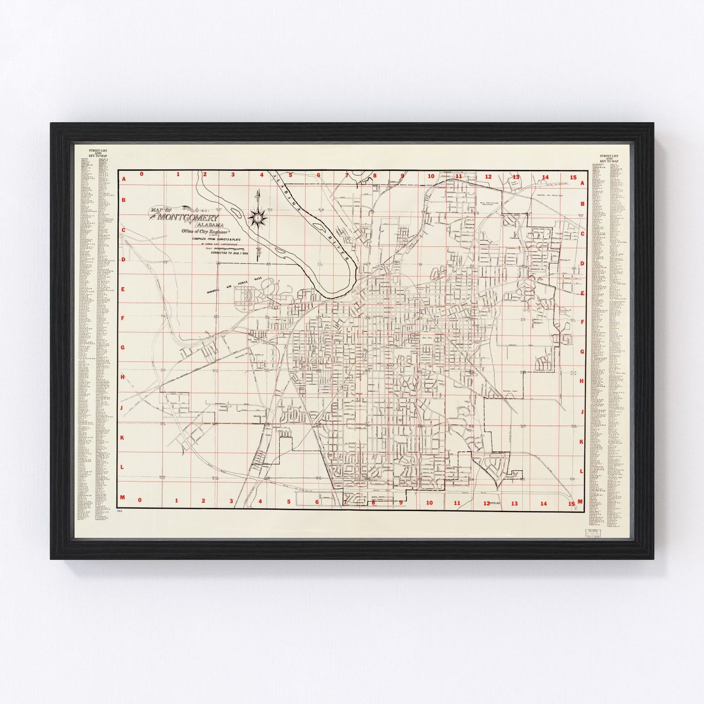 Vintage map of Montgomery, Alabama, 1956