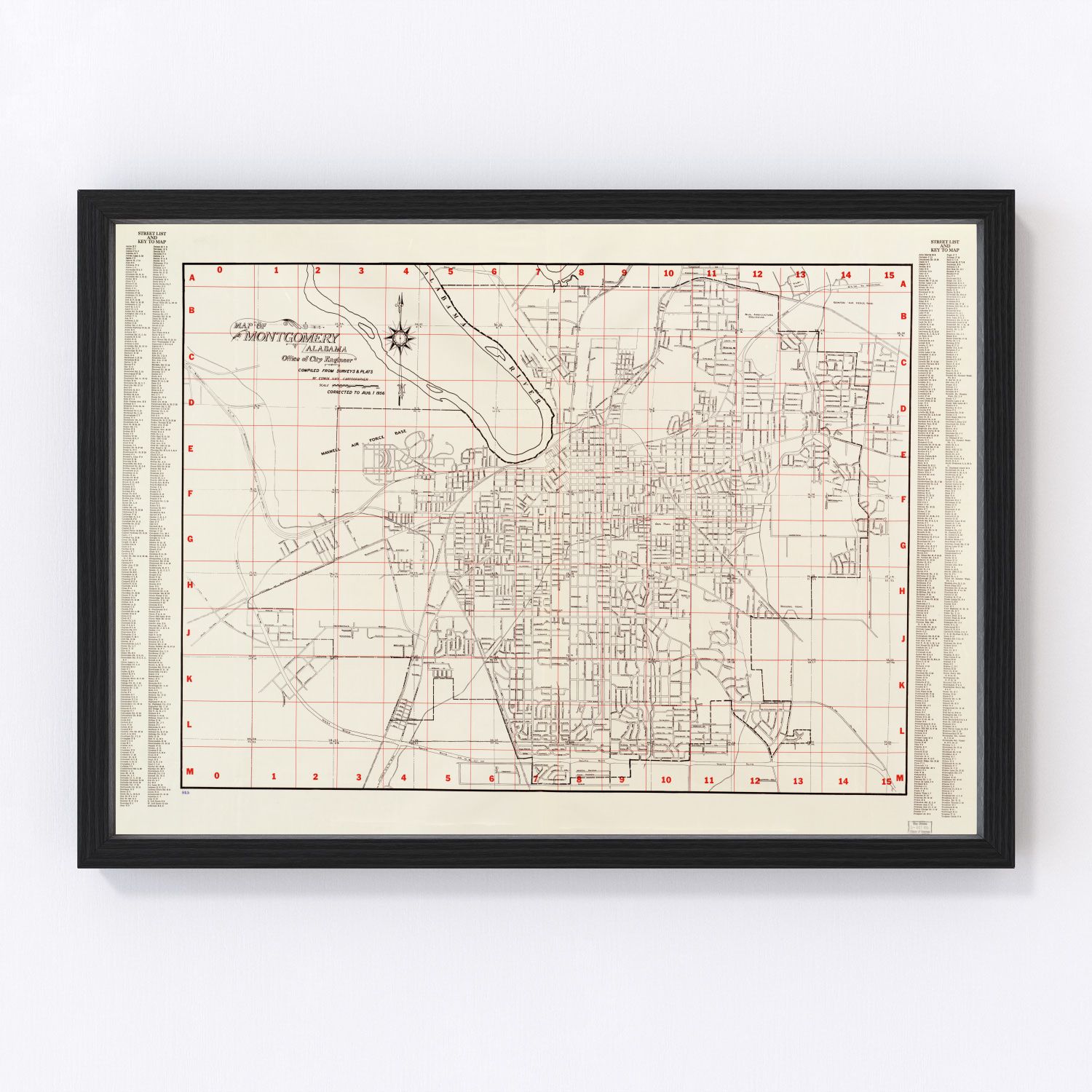 Vintage map of Montgomery, Alabama, 1956