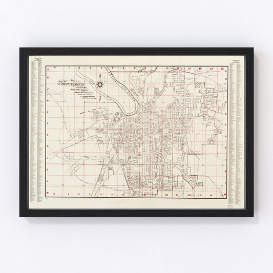 Vintage map of Montgomery, Alabama, 1956