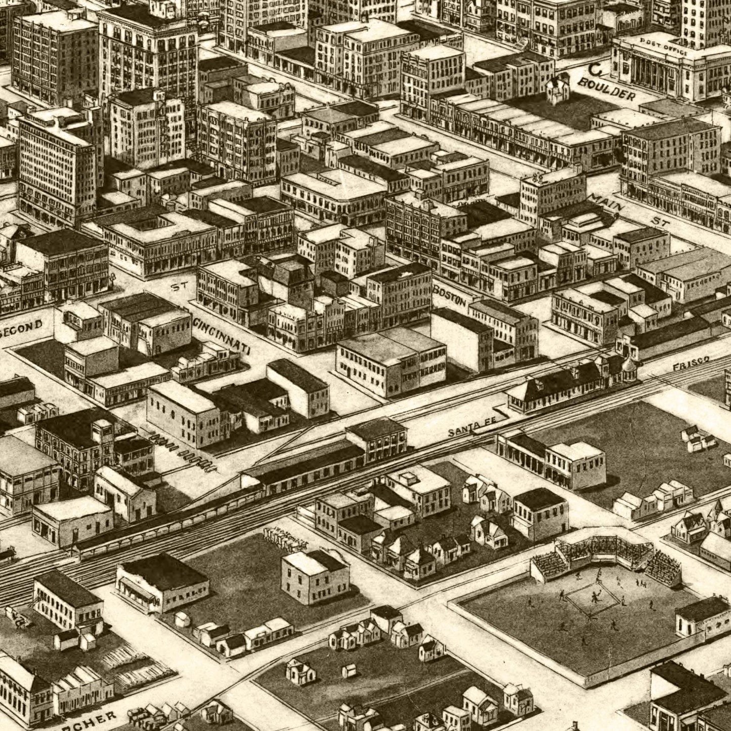 Vintage Map of Tulsa, Oklahoma, 1918