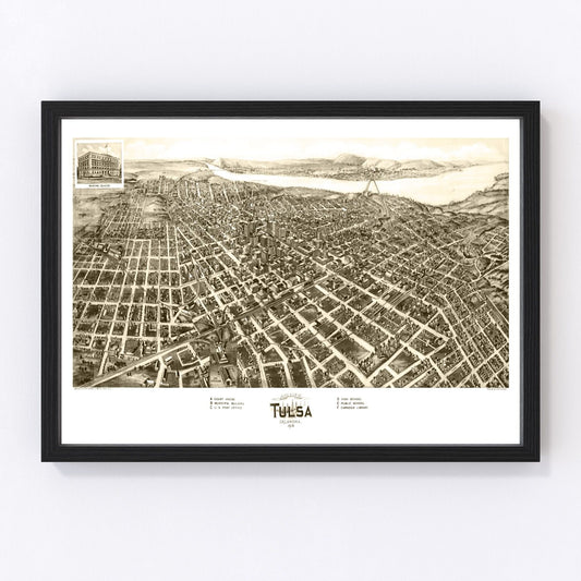 vintage map of Tulsa, Oklahoma, 1918