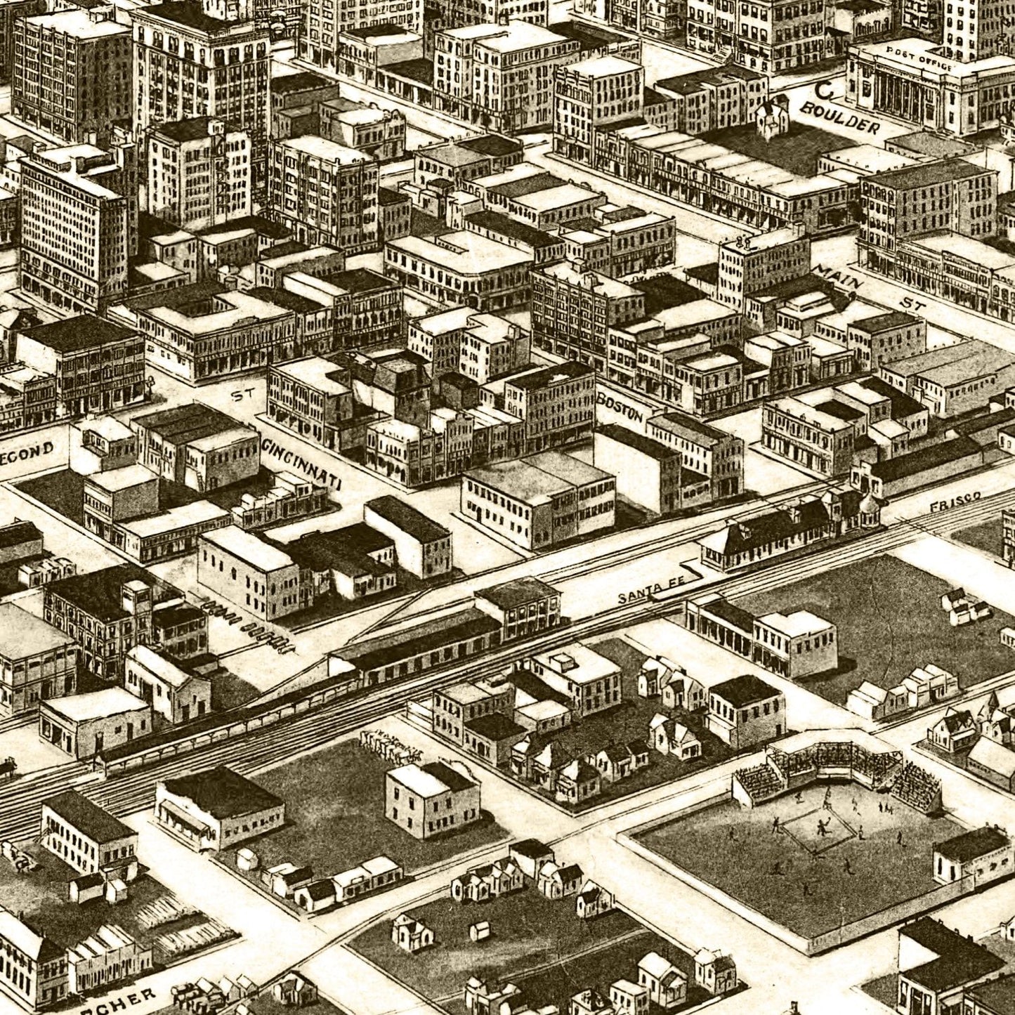 Vintage Map of Tulsa, Oklahoma, 1918