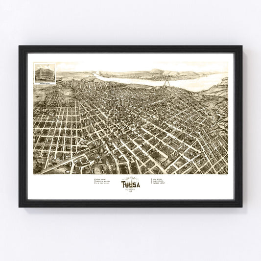 Vintage map of Tulsa, Oklahoma, 1918