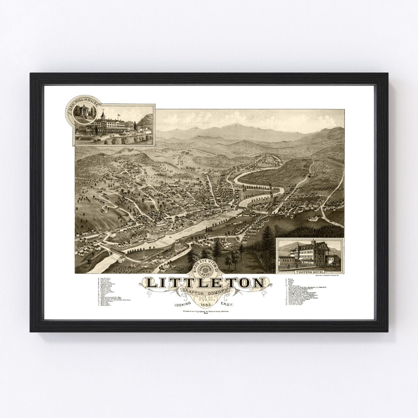 vintage map of Littleton, New Hampshire, 1883