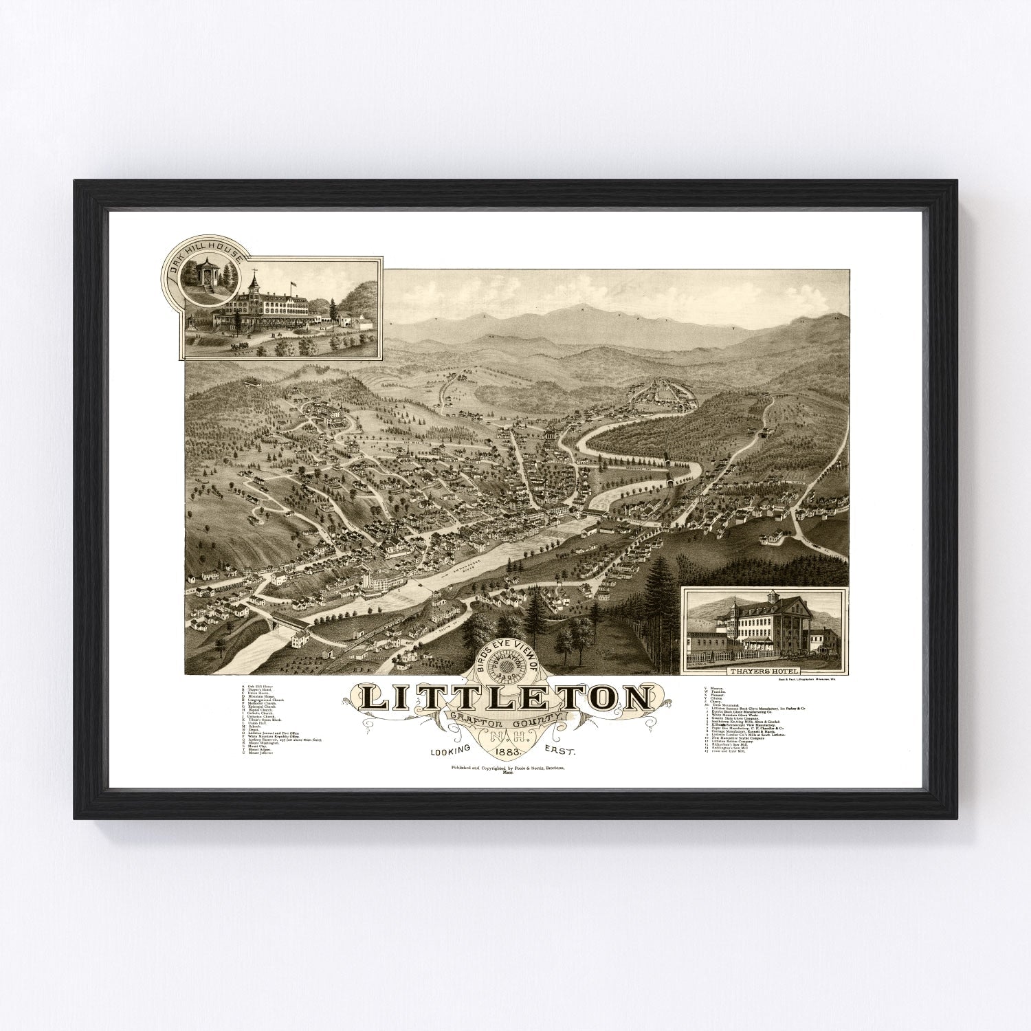 vintage map of Littleton, New Hampshire, 1883
