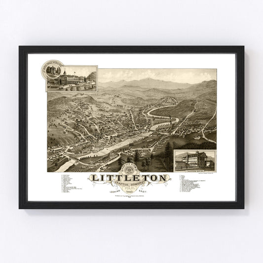 vintage map of Littleton, New Hampshire, 1883