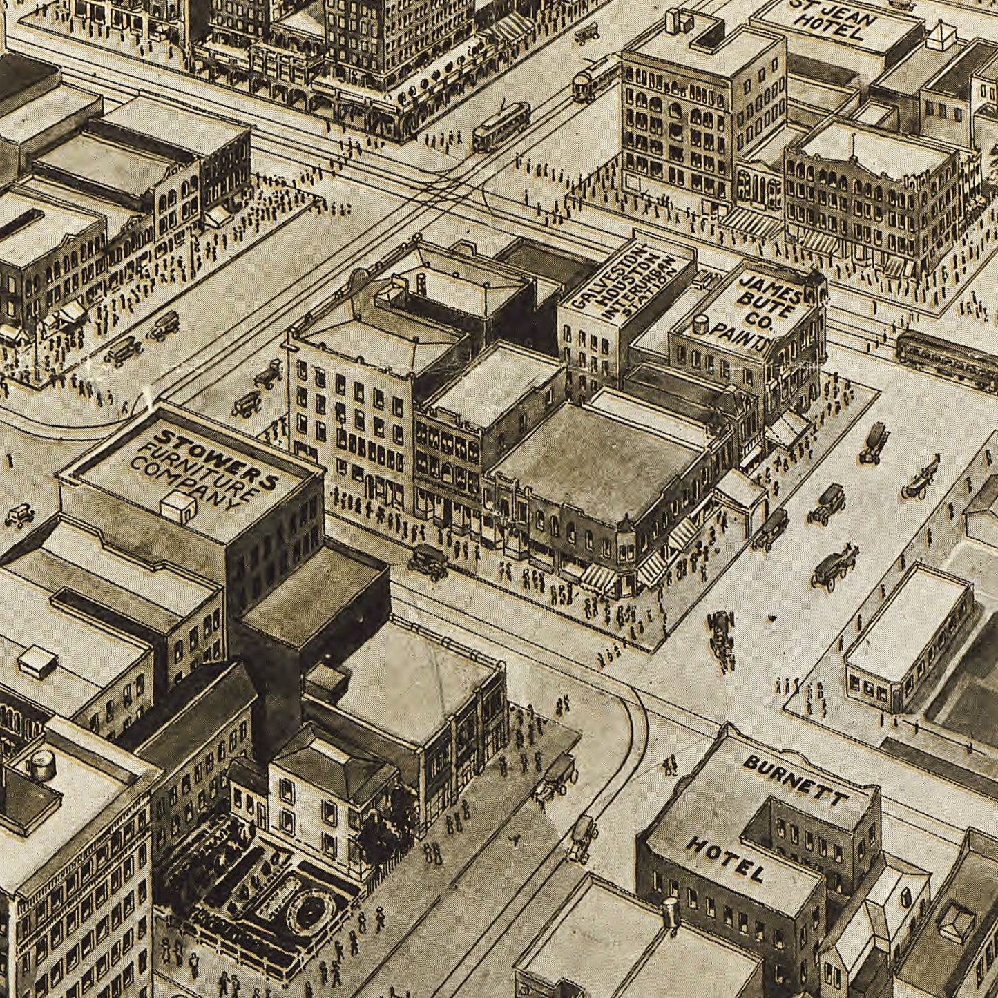 Vintage Map of Houston, Texas, 1912
