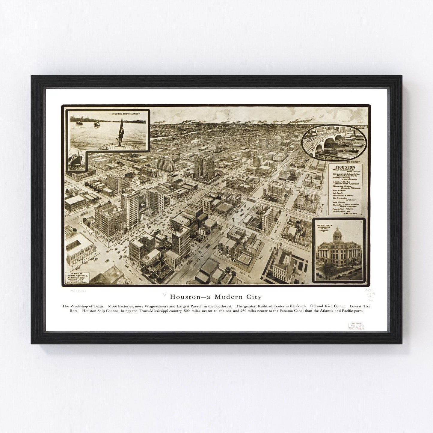 Vintage map of Houston, Texas, 1912