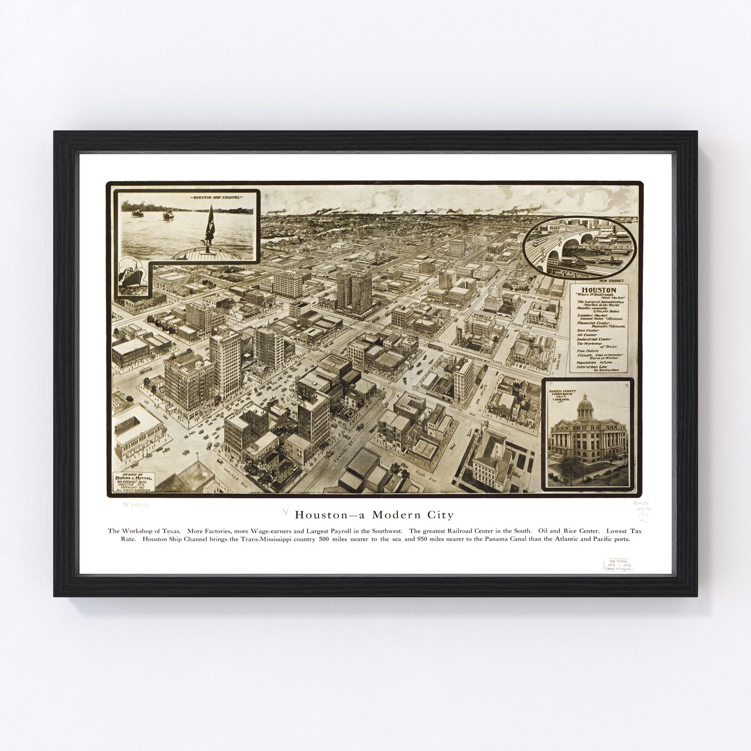 Vintage map of Houston, Texas, 1912