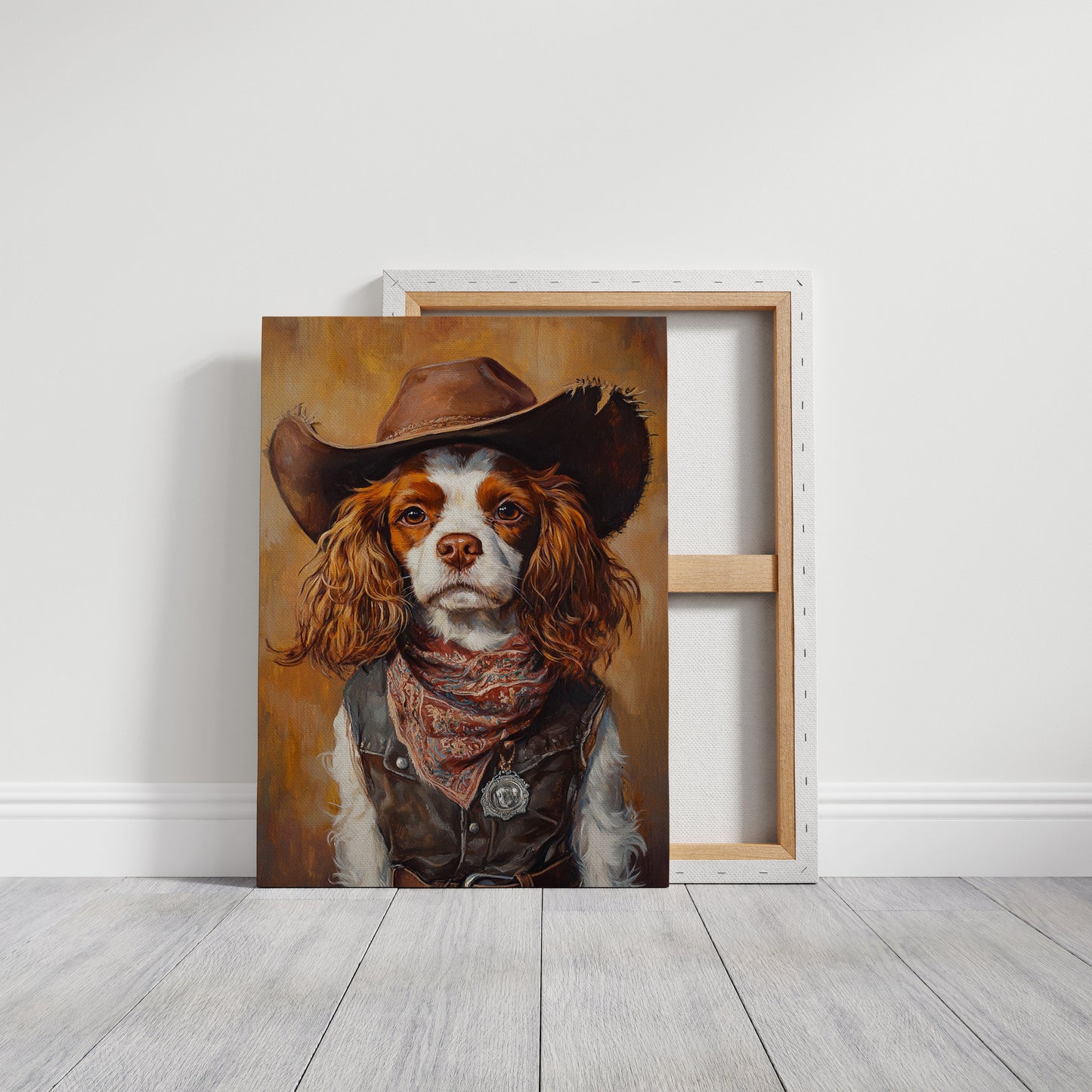 Western Cavalier Cowgirl Dog Art Print
