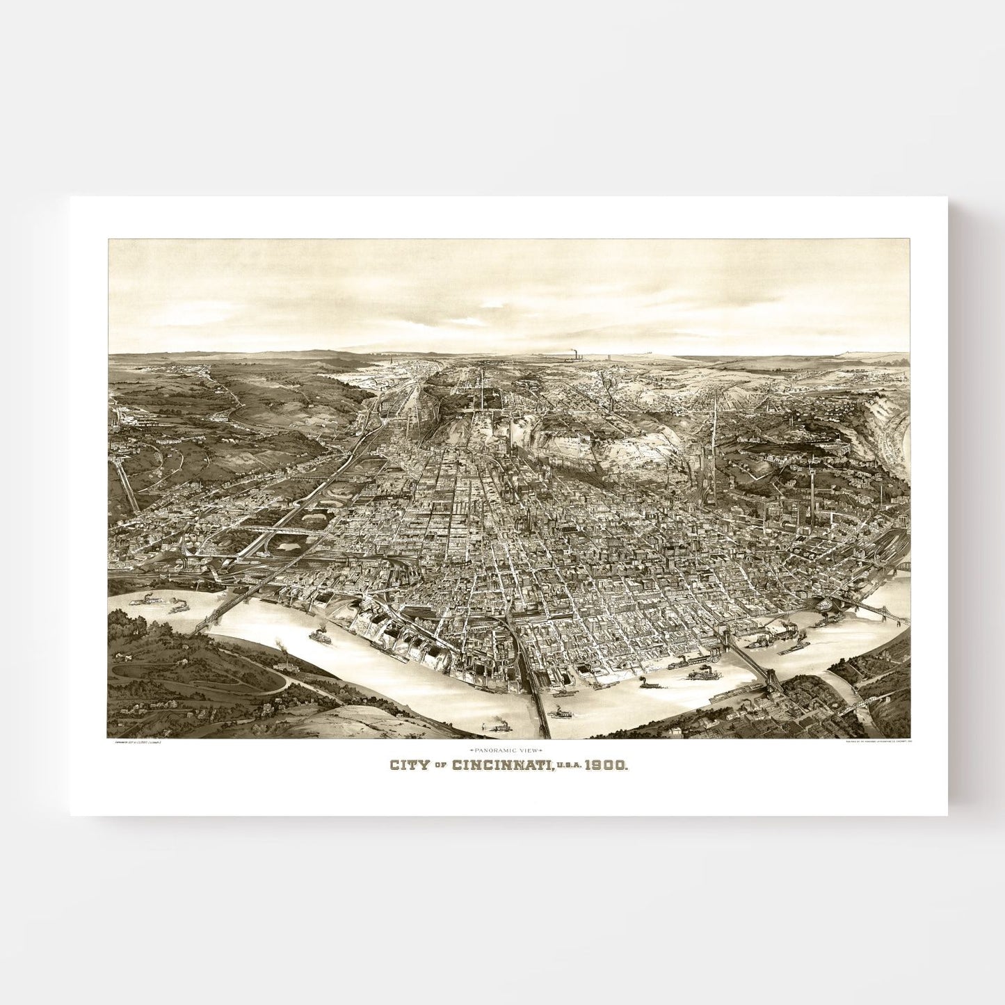 Vintage Map of Cincinnati, Ohio, 1900