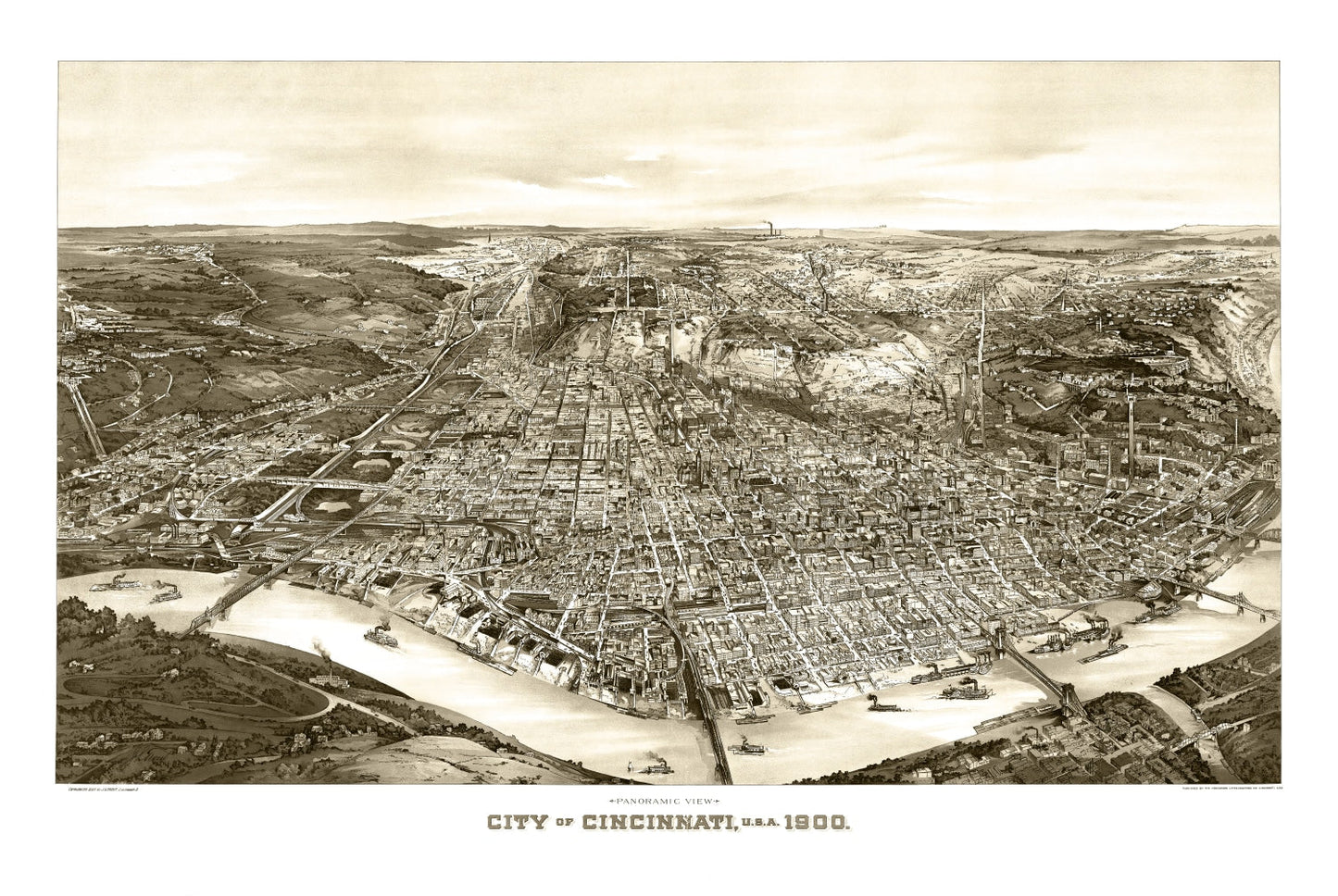 Vintage Map of Cincinnati, Ohio, 1900