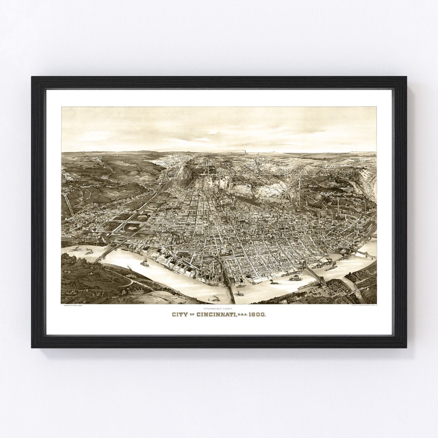 vintage map of Cincinnati, Ohio, 1900