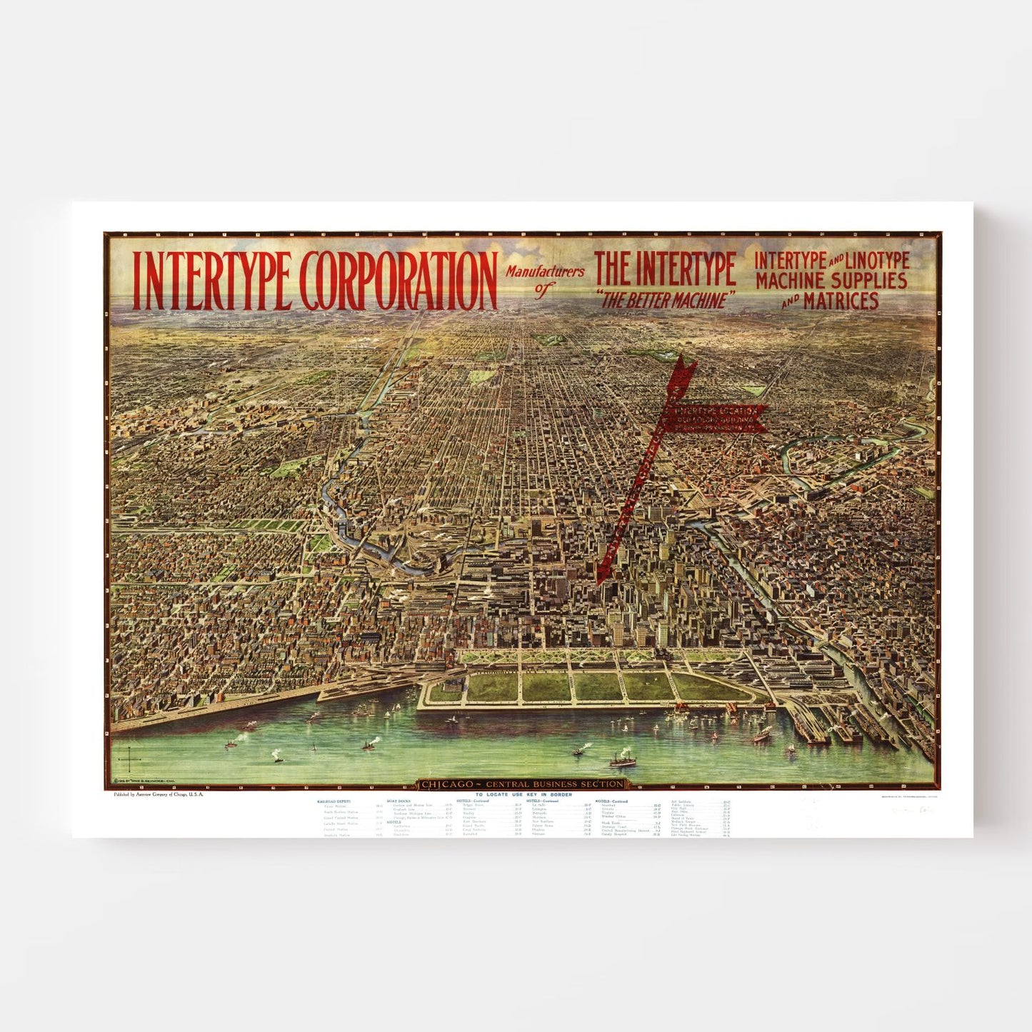 Vintage Map of Chicago, Illinois, 1916 Restored Print