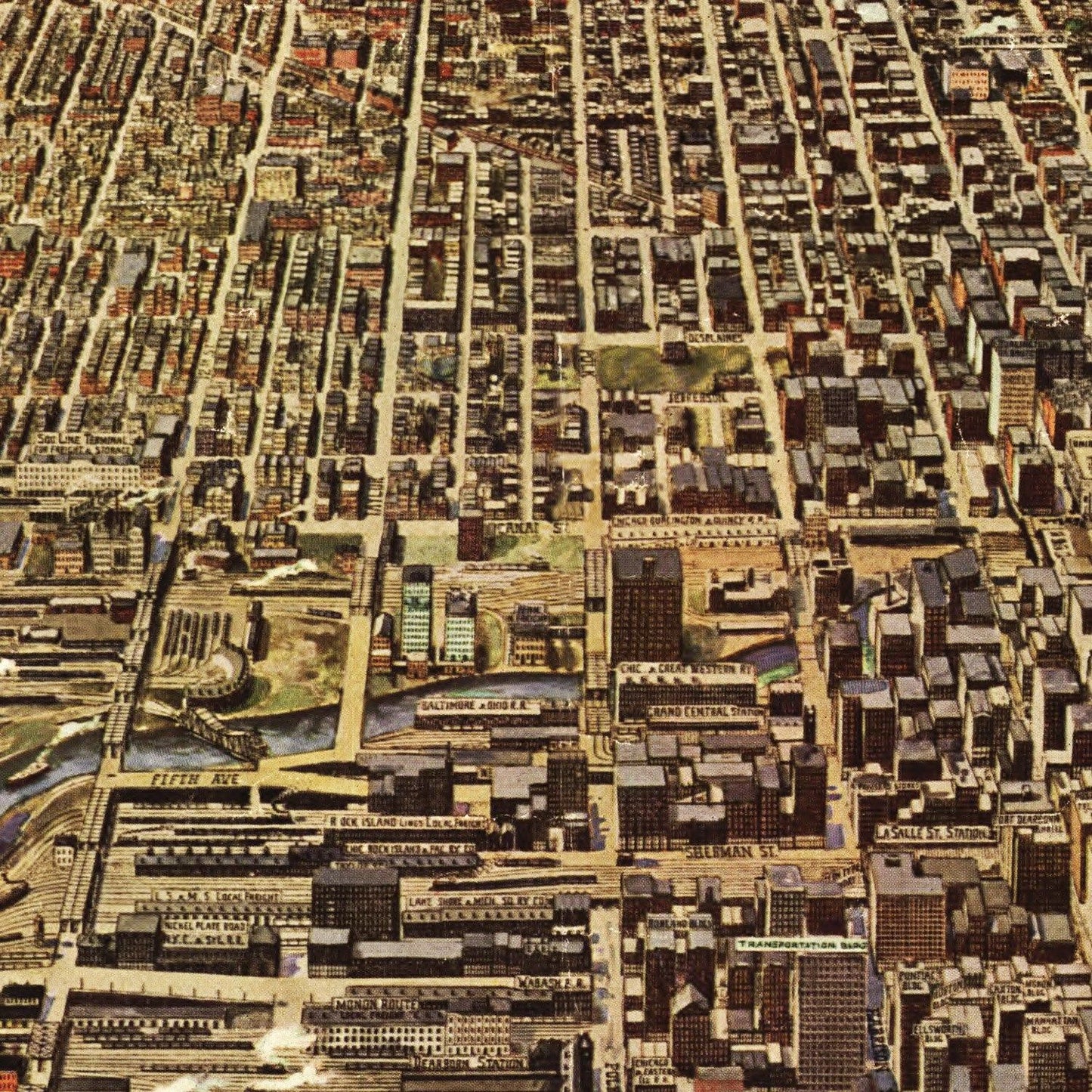 Vintage Map of Chicago, Illinois, 1916 Restored Print