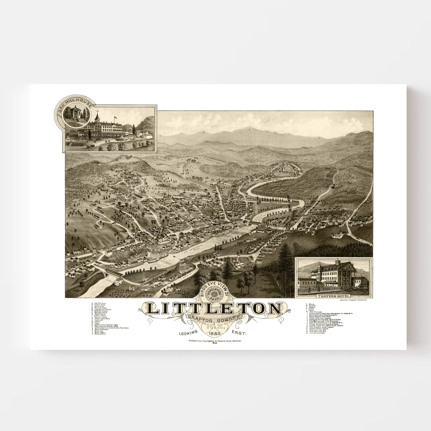 Vintage Map of Littleton, New Hampshire, 1883
