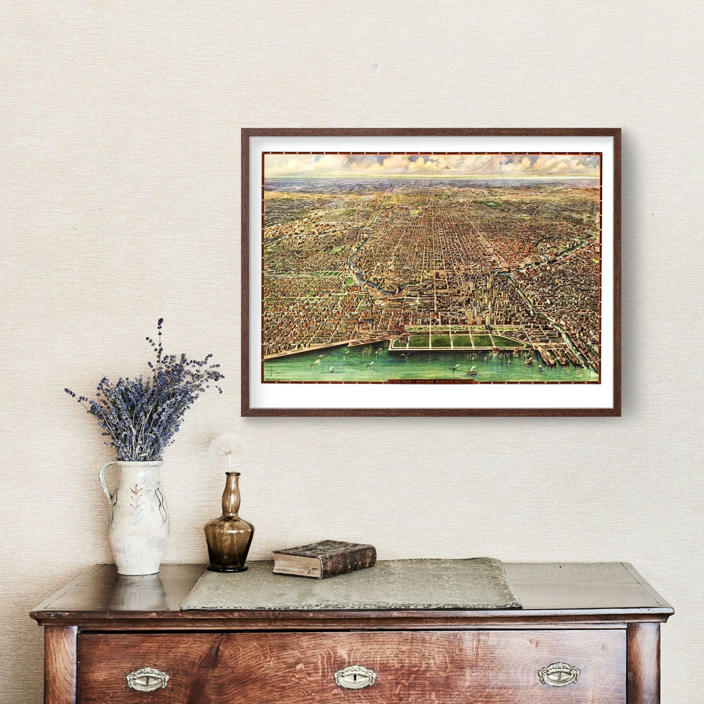 Vintage Map of Chicago, Illinois, 1916 Wall Art