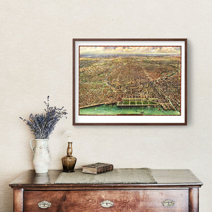 Vintage Map of Chicago, Illinois, 1916 Wall Art