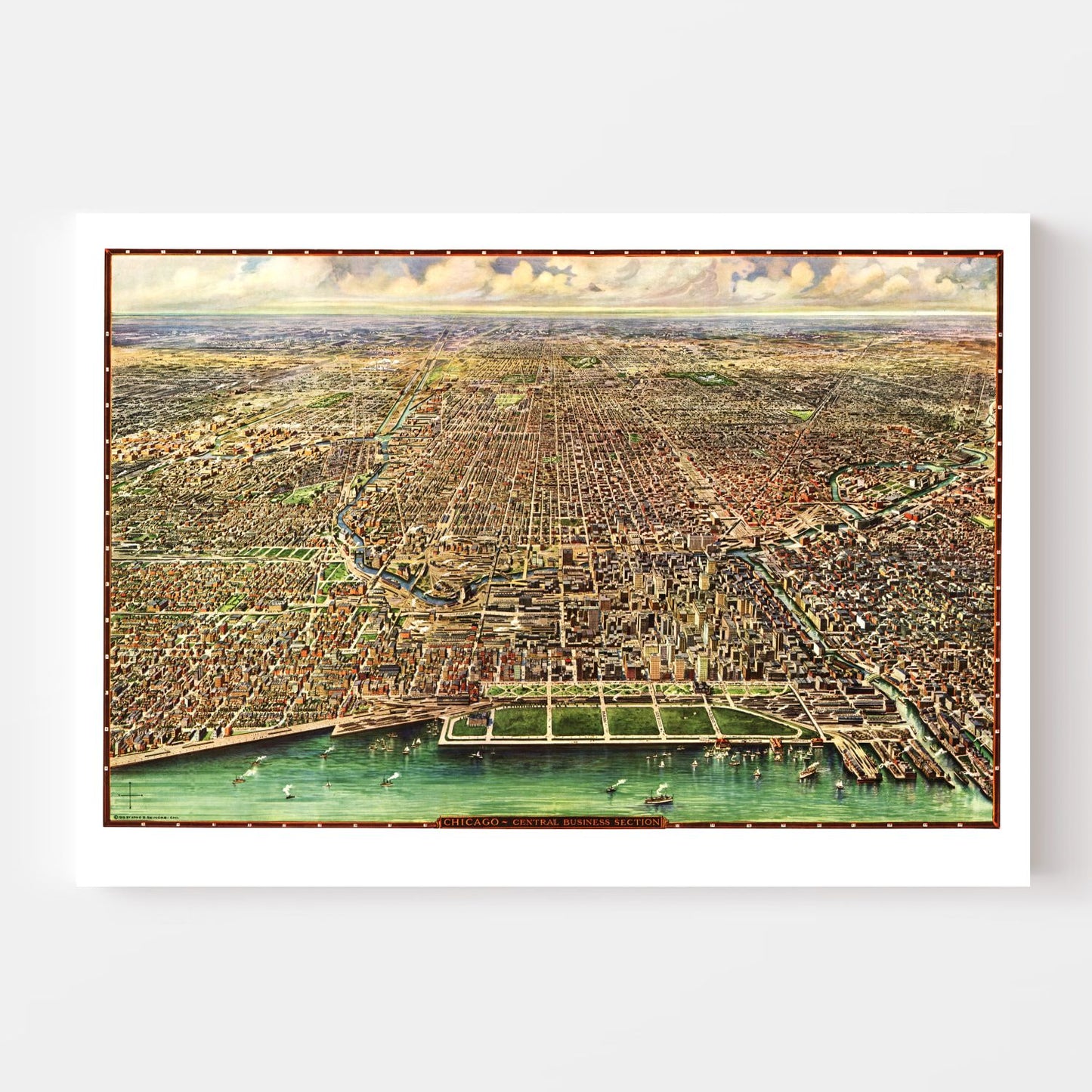 Vintage Map of Chicago, Illinois, 1916 Wall Art