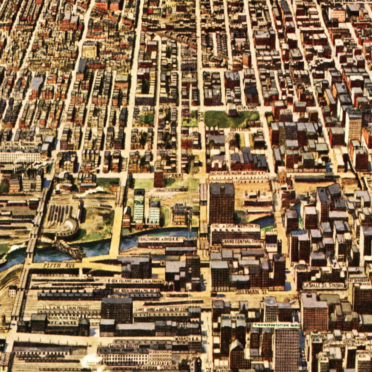 Vintage Map of Chicago, Illinois, 1916 Wall Art