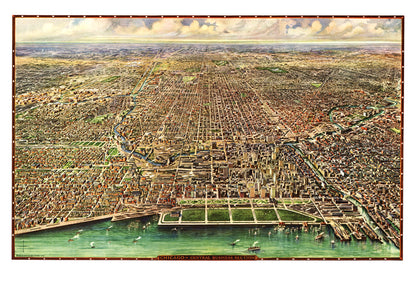Vintage Map of Chicago, Illinois, 1916 Wall Art