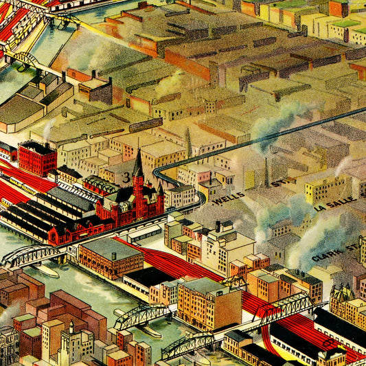Vintage Map of Chicago, Illinois, 1902