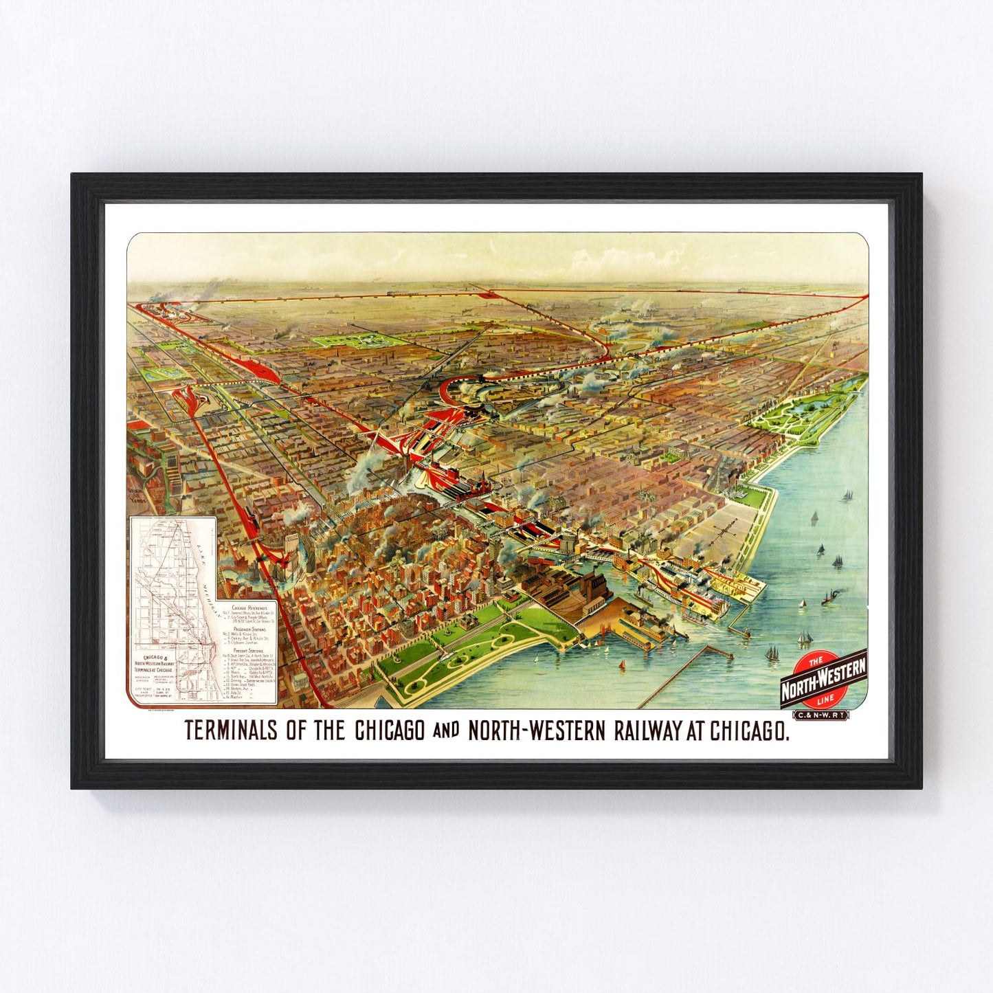 Vintage map of Chicago, Illinois, 1902 - digitally restored wall art print