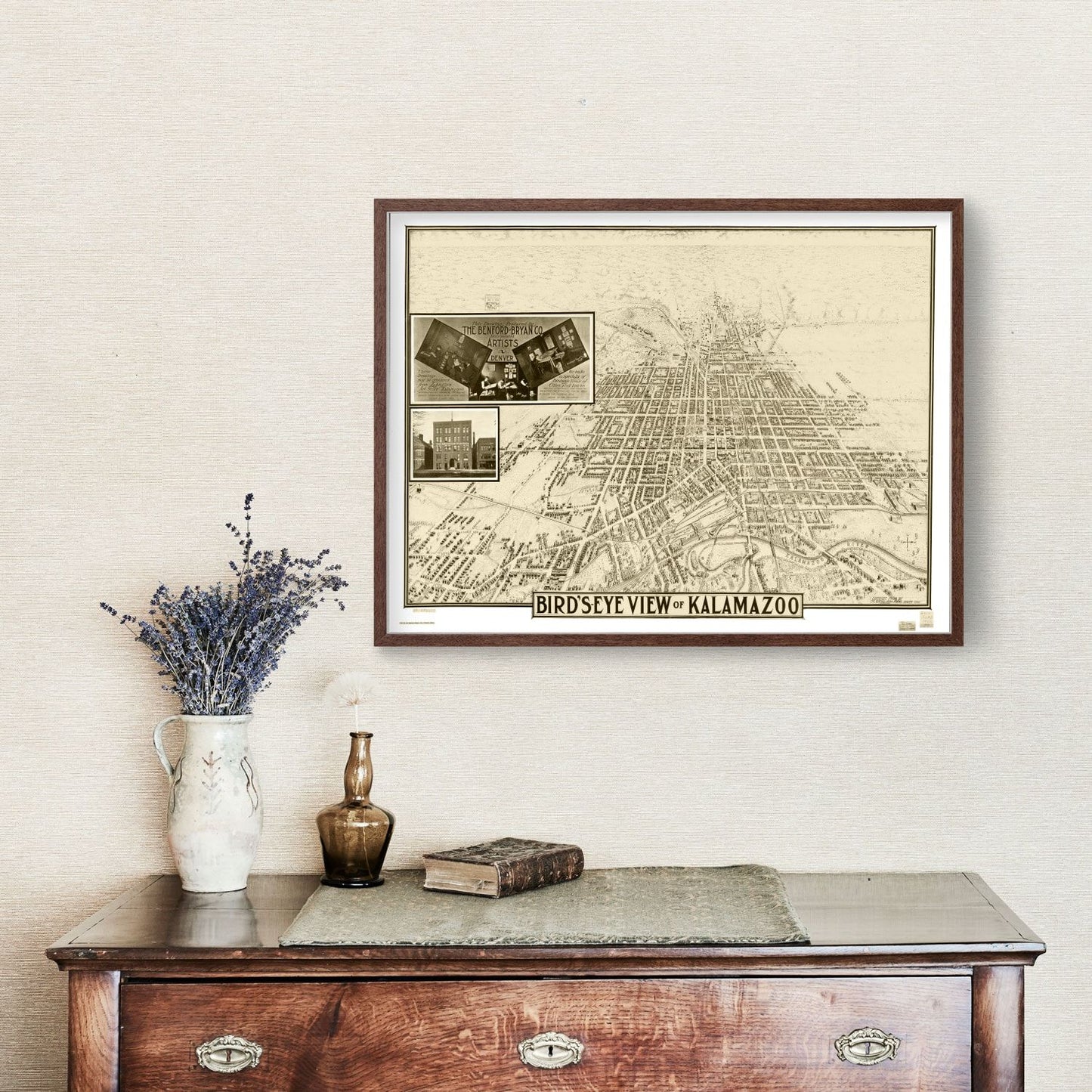 Vintage Map of Kalamazoo, Michigan, 1908