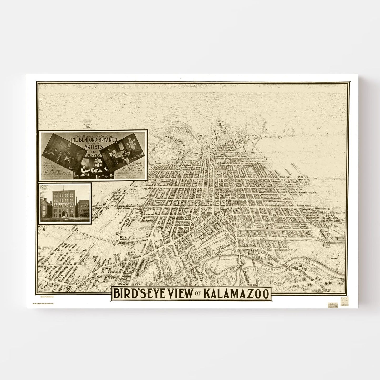 Vintage Map of Kalamazoo, Michigan, 1908