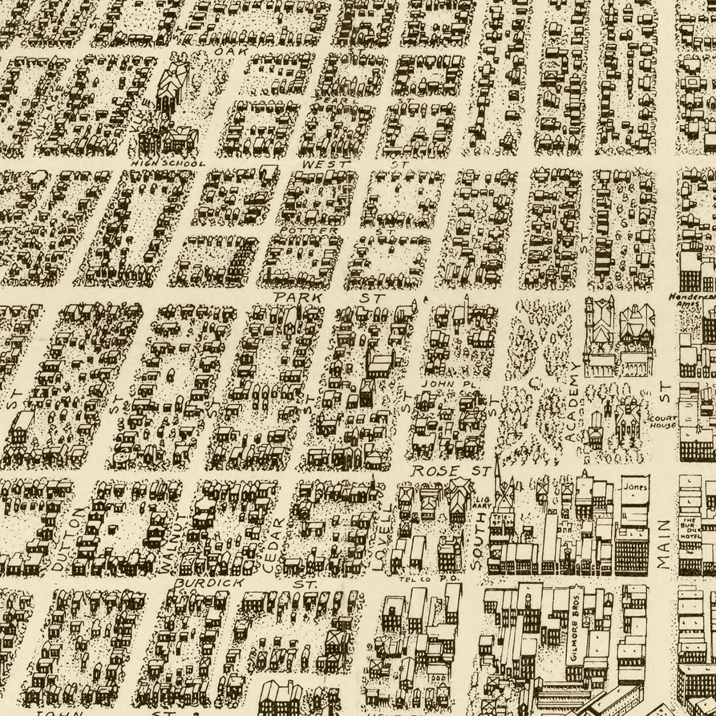 Vintage Map of Kalamazoo, Michigan, 1908