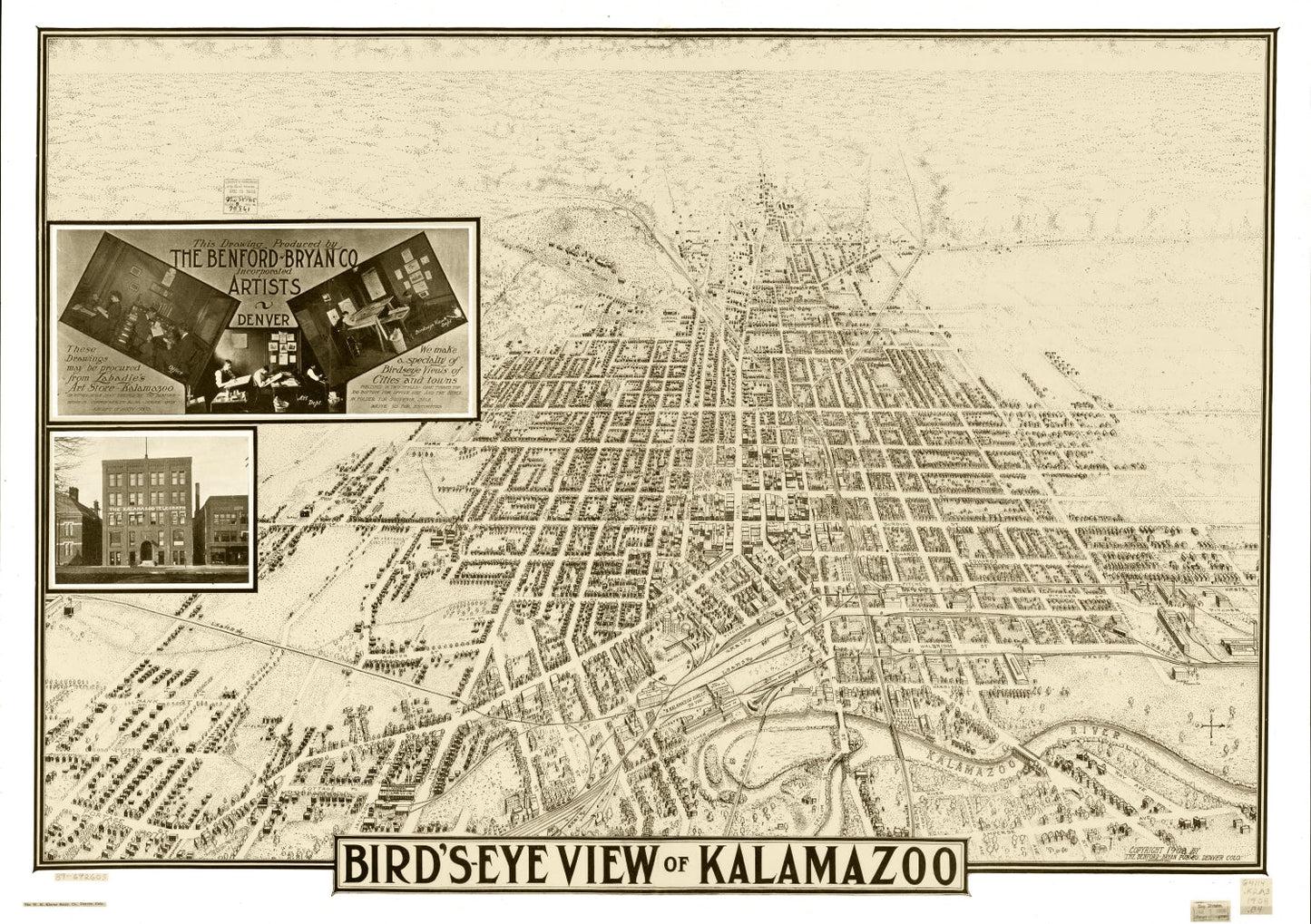 Vintage Map of Kalamazoo, Michigan, 1908
