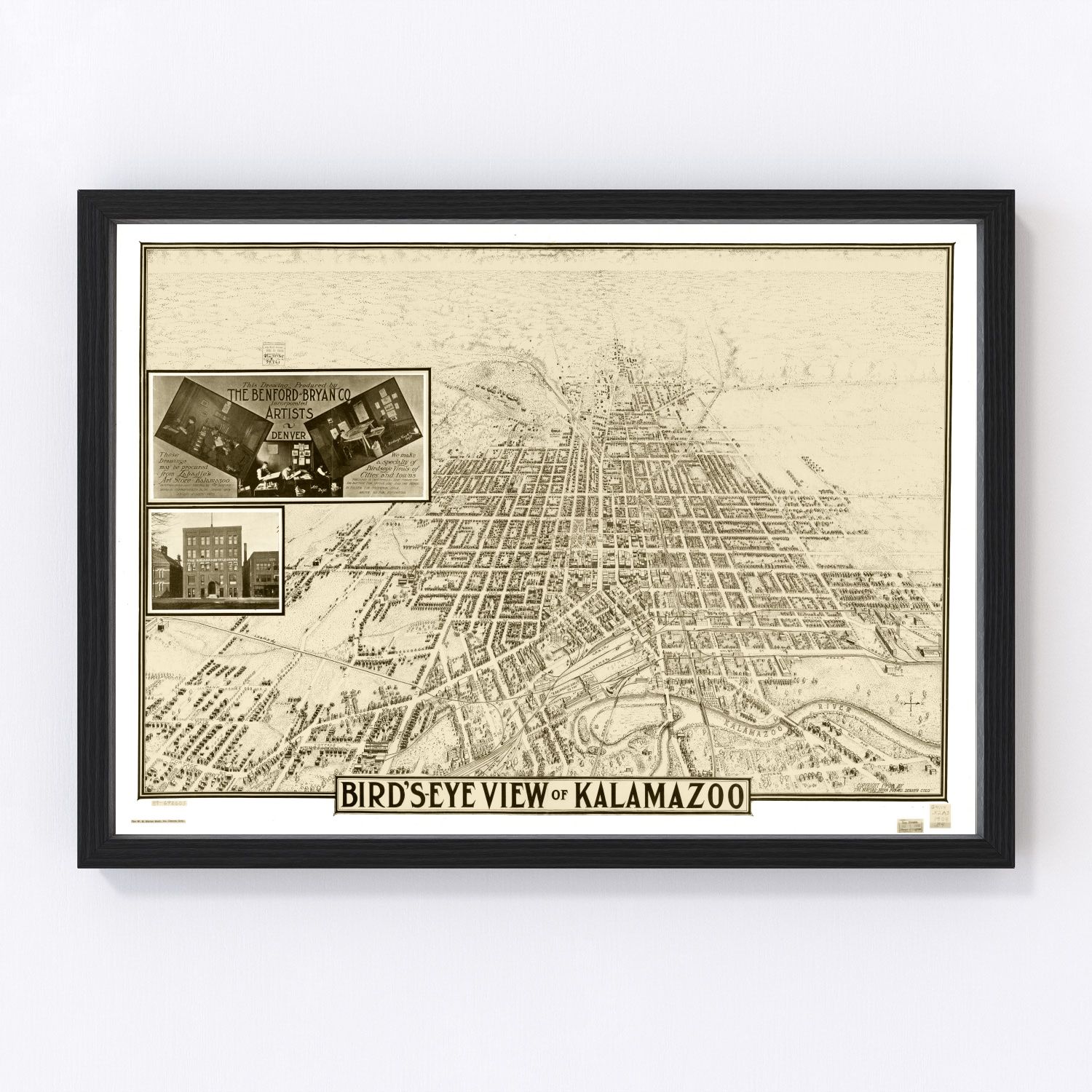 Vintage map of Kalamazoo, Michigan, 1908