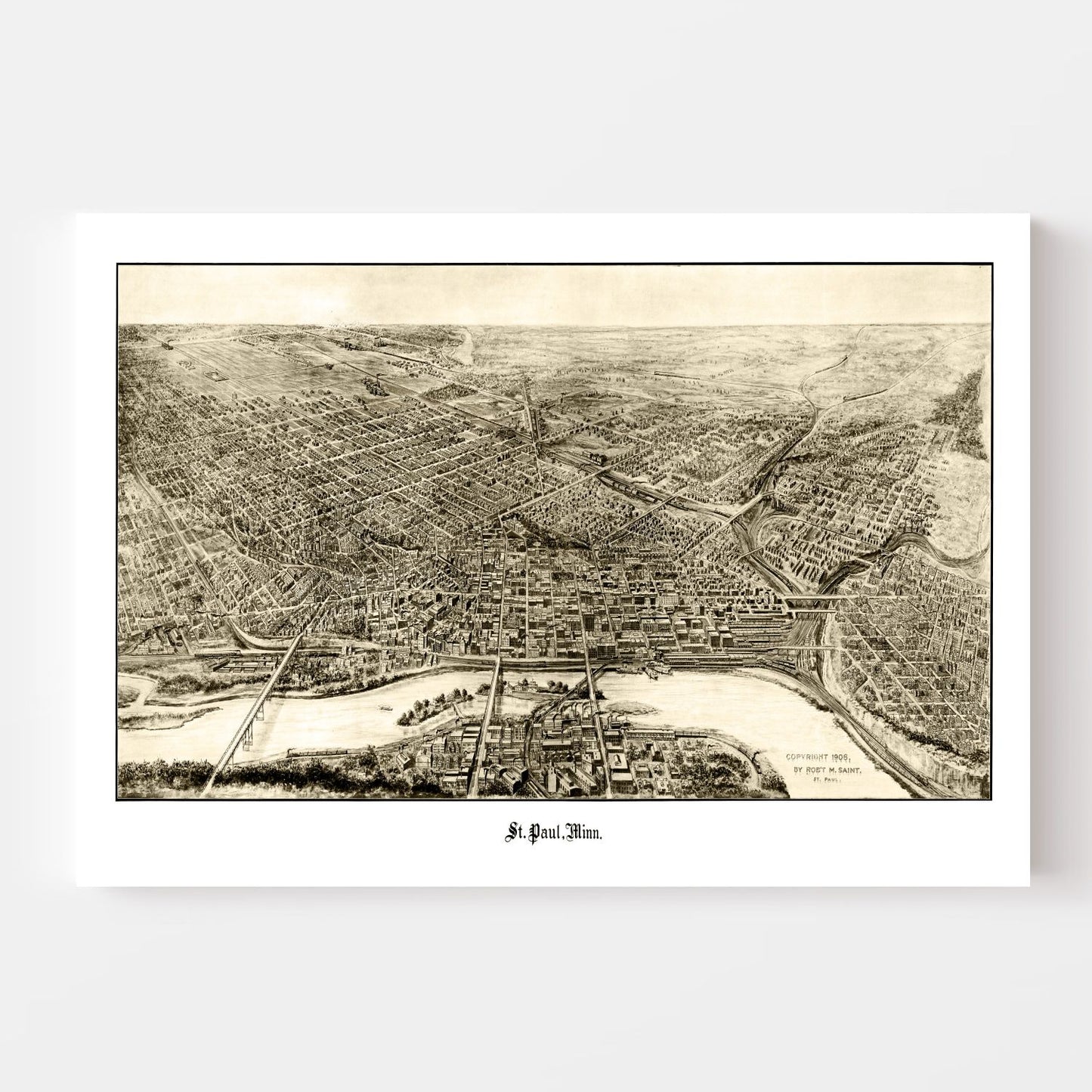 Vintage Map of St. Paul, Minnesota, 1906