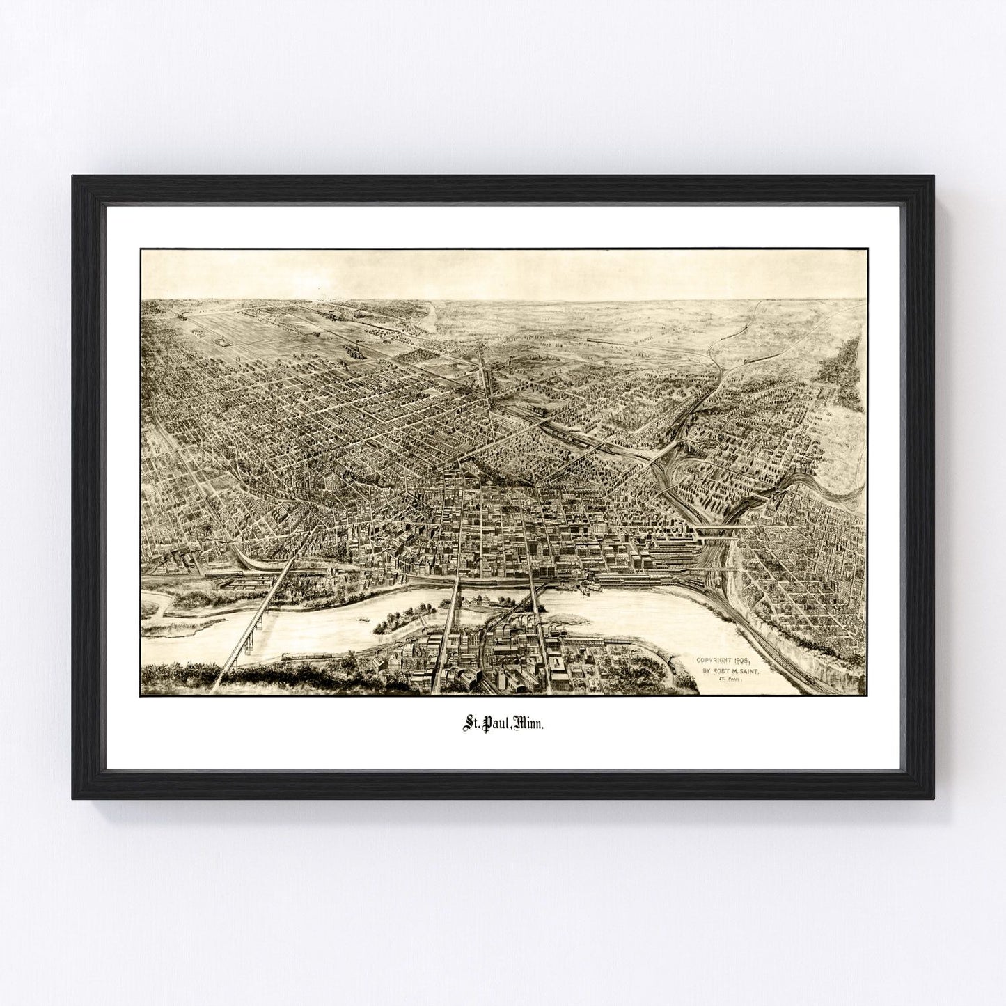 Vintage map of St. Paul, Minnesota, 1906