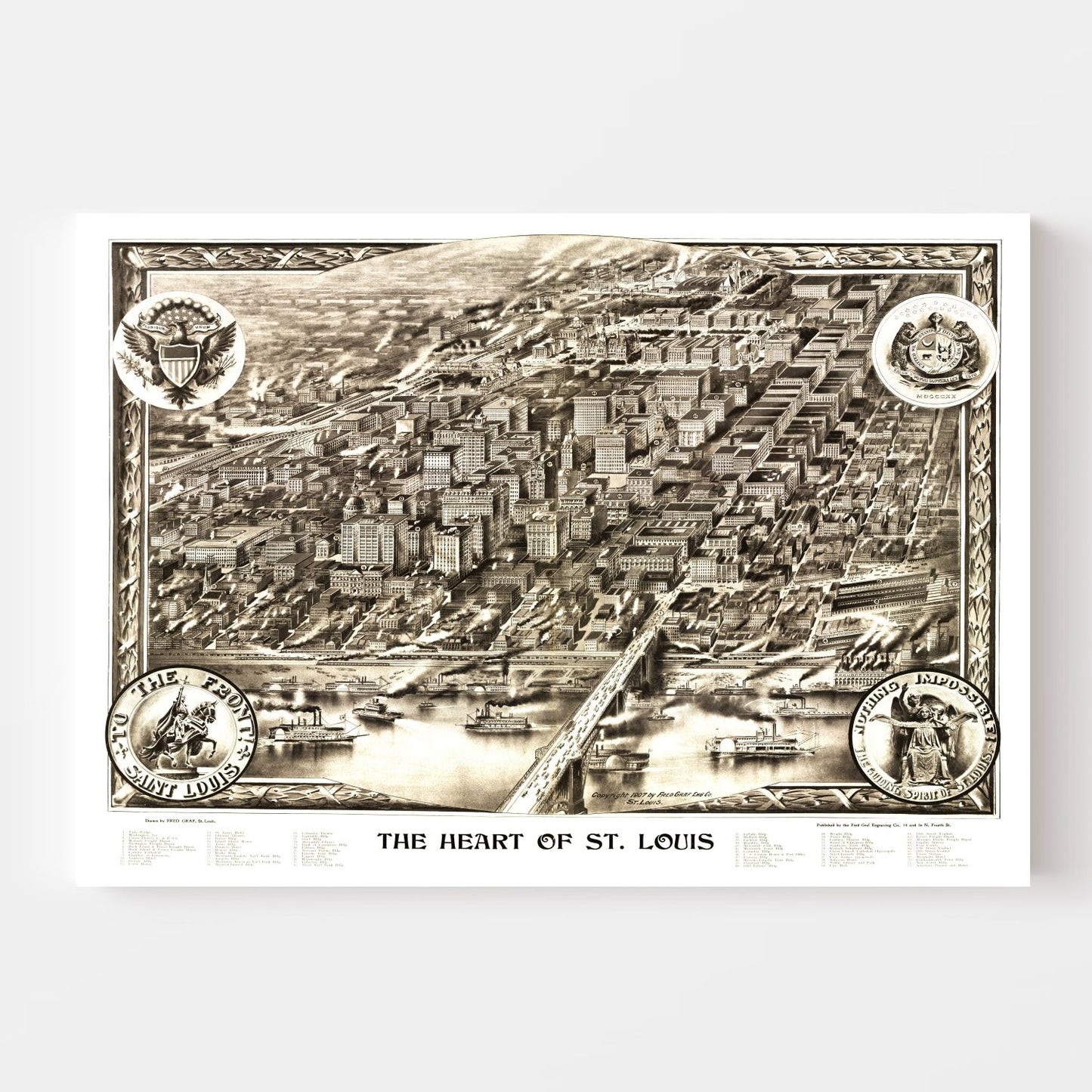 Vintage Map of St. Louis, Missouri, 1907