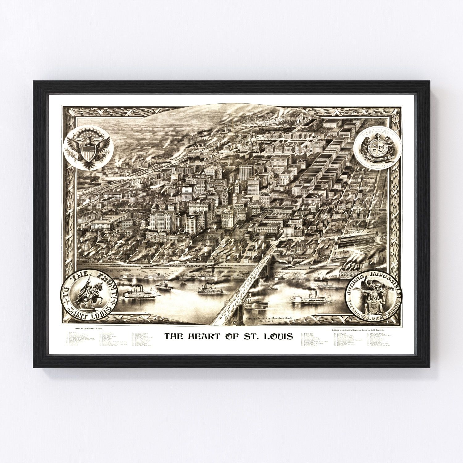 vintage map of St. Louis, Missouri, 1907