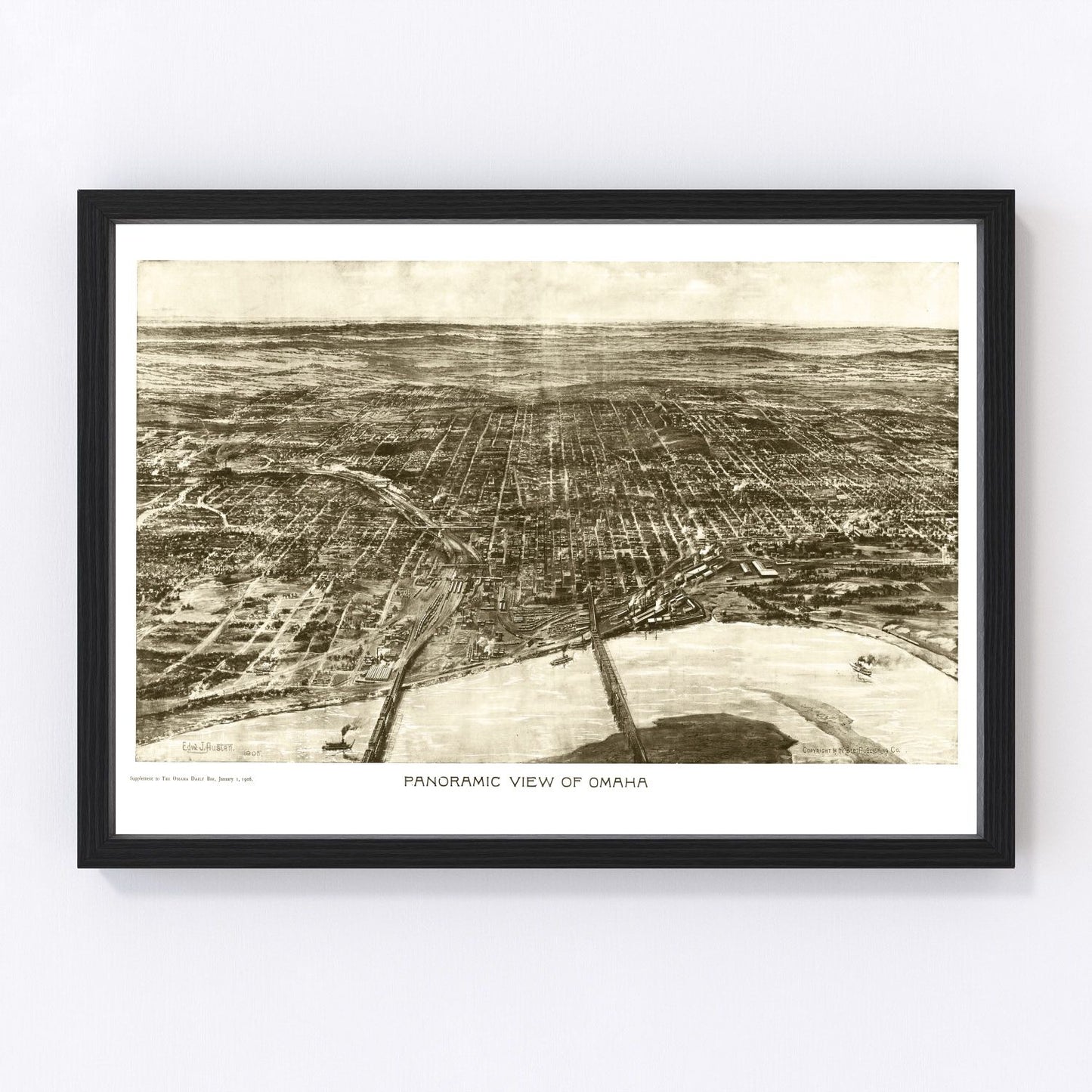 Vintage map of Omaha, Nebraska, 1906