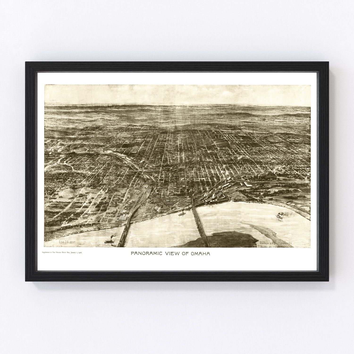 Vintage map of Omaha, Nebraska, 1906