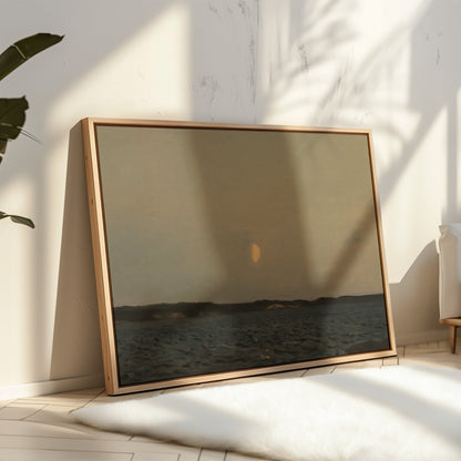 Moonrise Over Quiet Waters Minimalist Seascape Wall Art